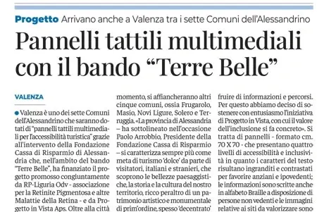 Progetto Arrivano anche a Valenza tra i sette Comuni dell’Alessandrino