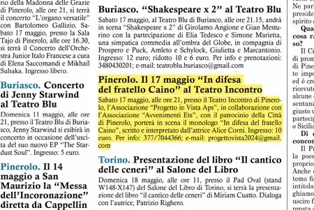 Pinerolo. Il 17 maggio “In difesa
del fratello Caino” 
